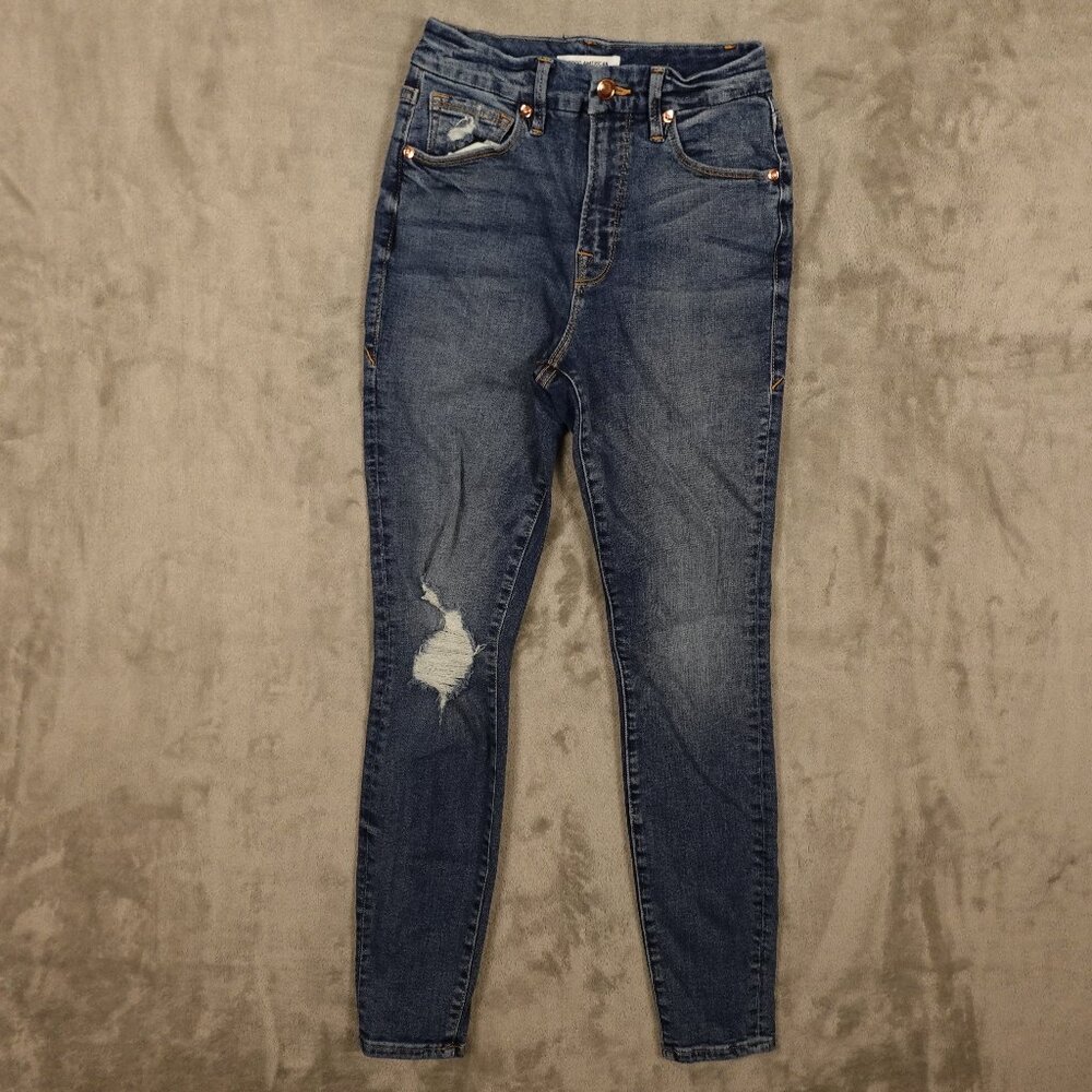 Good American jeans good waist women's 2/26 blue stretchy high rise skinny ankle